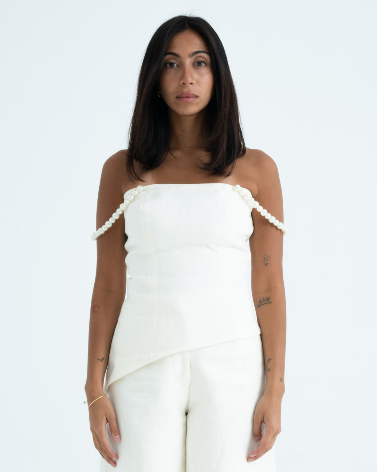 Asymmetrical Pearl adorned Top